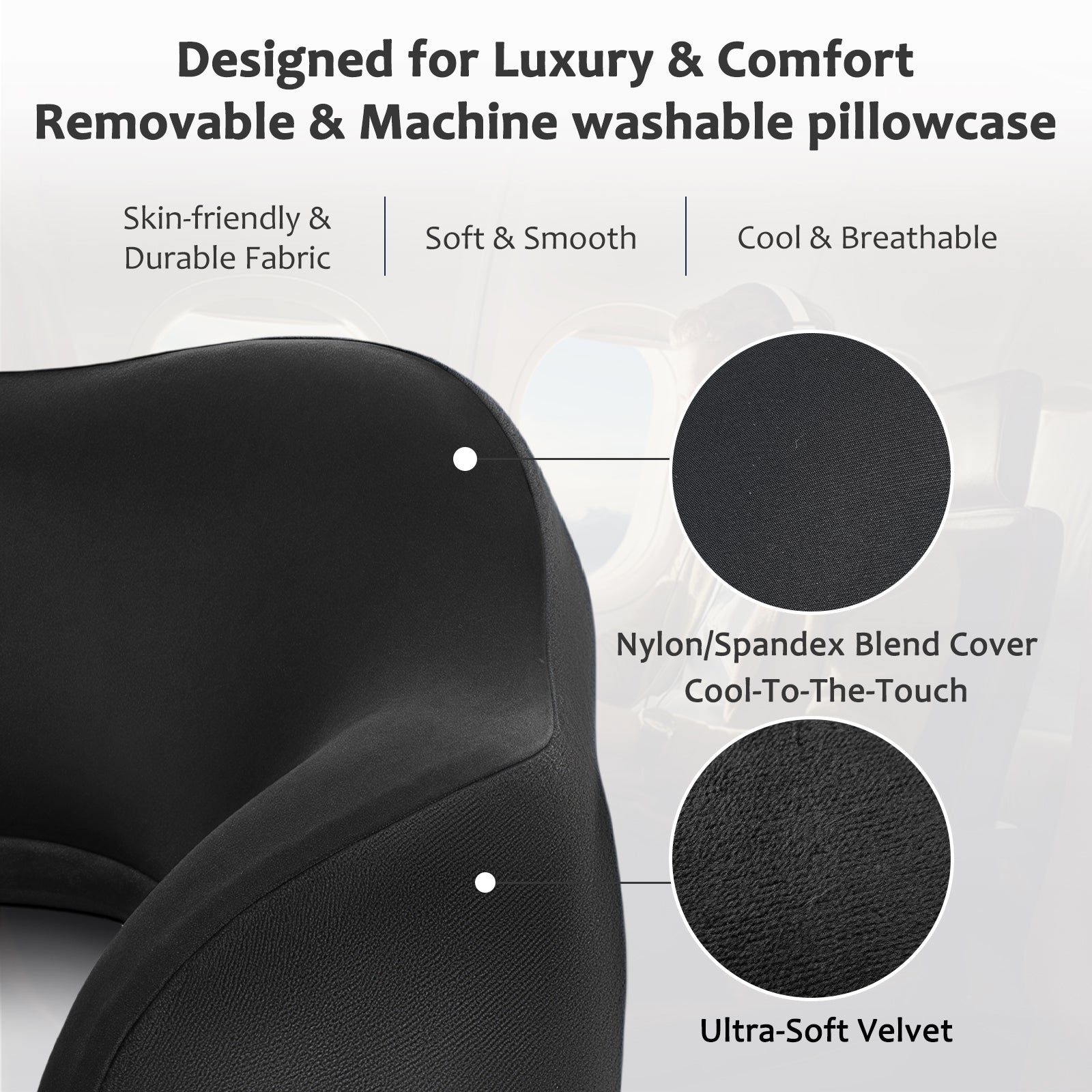 Close-up of the Zeoprix Classic removable machine-washable cover with cool-to-the-touch nylon-spandex inner and soft velvet outer
