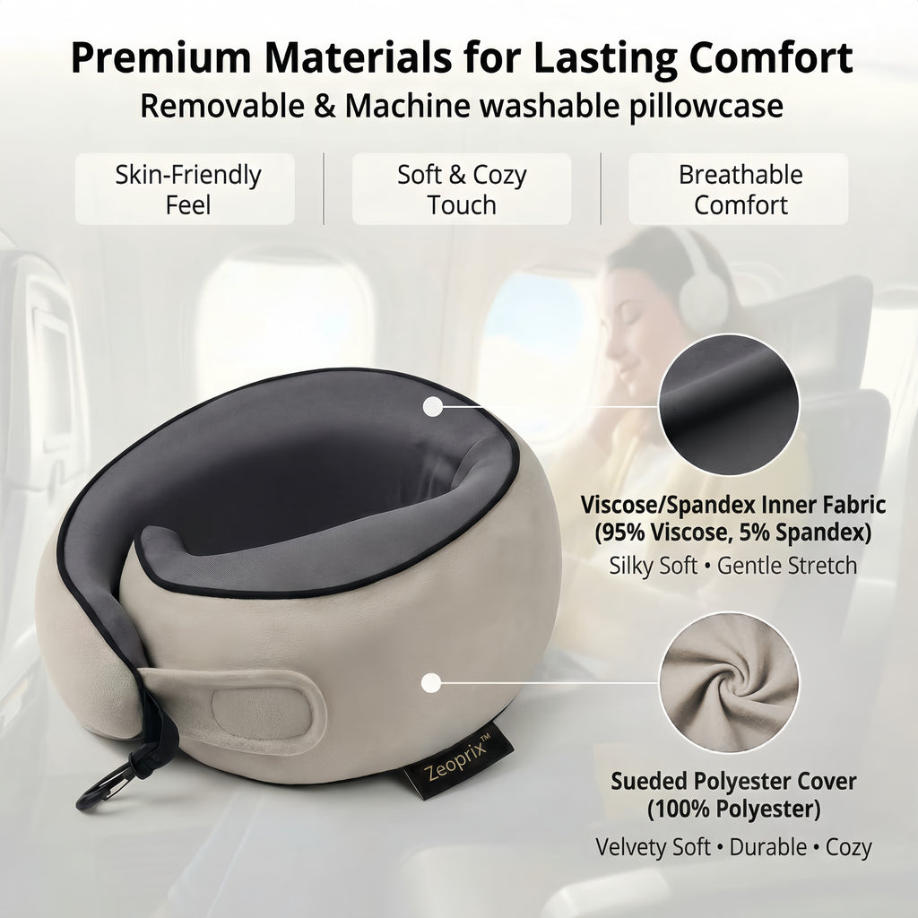 Premium materials of the Zeoprix 360 Wrap: silky viscose-spandex inner fabric and removable machine-washable sueded polyester cover