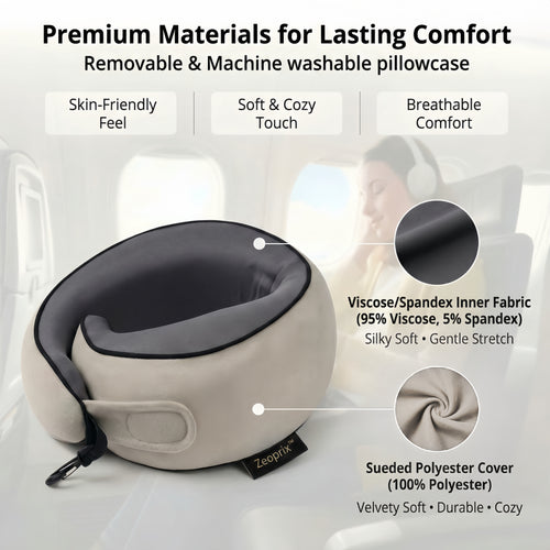 Premium materials of the Zeoprix 360 Wrap: silky viscose-spandex inner fabric and removable machine-washable sueded polyester cover