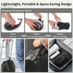 Zeoprix 360 Wrap rolled up, secured and stored in its drawstring bag inside a suitcase