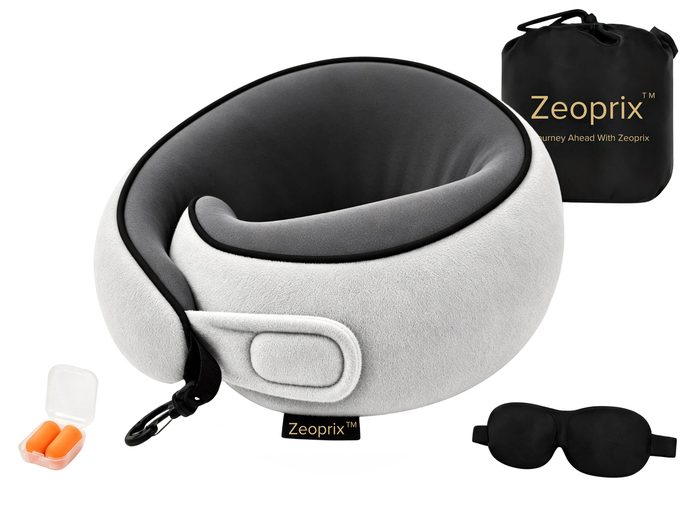 Zeoprix 360° Wrap Memory Foam Travel Neck Pillow, Chin Support